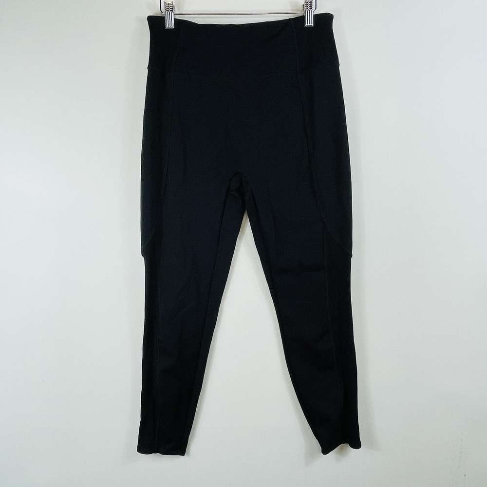 Zuda Leggings Womens Large Black Stretch Side Panel Basic Yoga Running Athletic